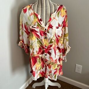 NWT JM Collection Linen Blouse Size 16W
